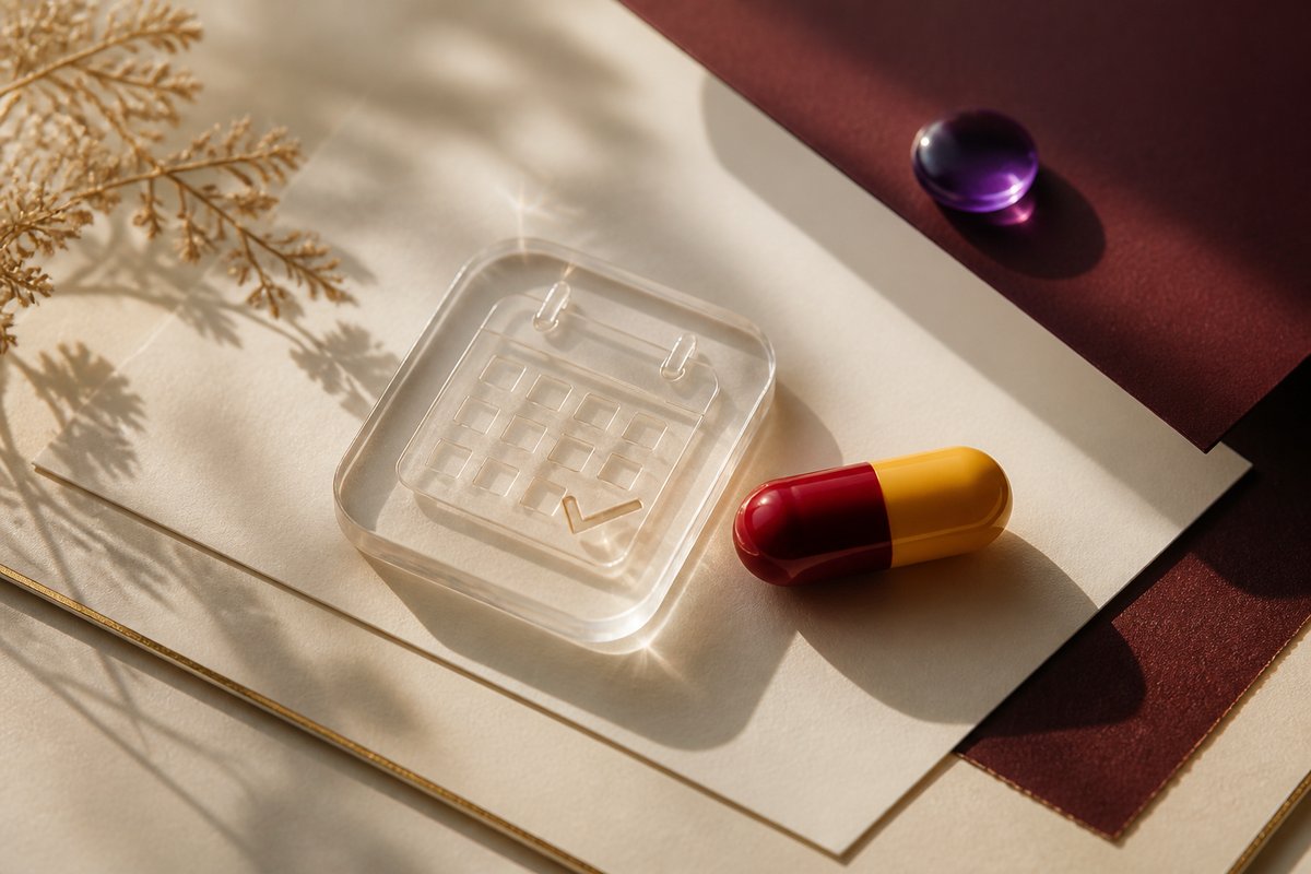 Course calendar beside Amoxil 875 mg
