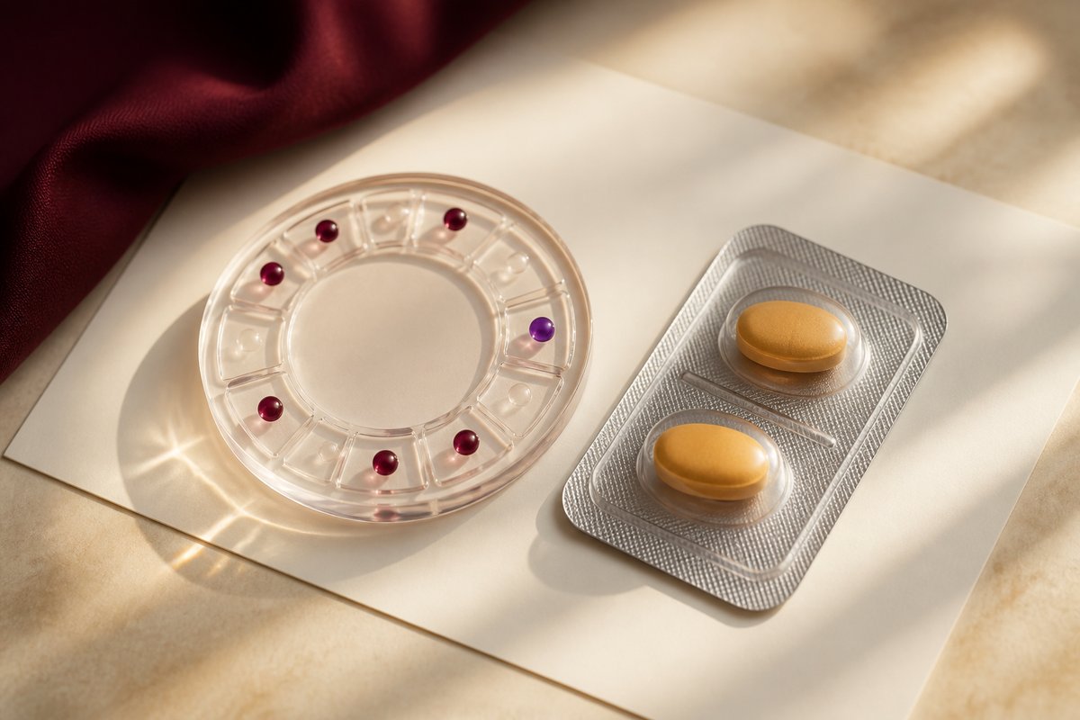 Two-evening calendar beside 10 mg tadalafil
